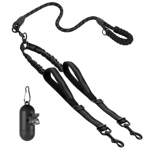 【Furlyn】Dual Dog Leash - 360° Swivel No Tangle Walking Leash with Shock Absorbing Bungee for Two Dogs Large 25-150 lbs duoleash tangle free leash bungeeleash easy harness cuban link collar car interior accessory restraint adjustable safety tiktokshopsprin