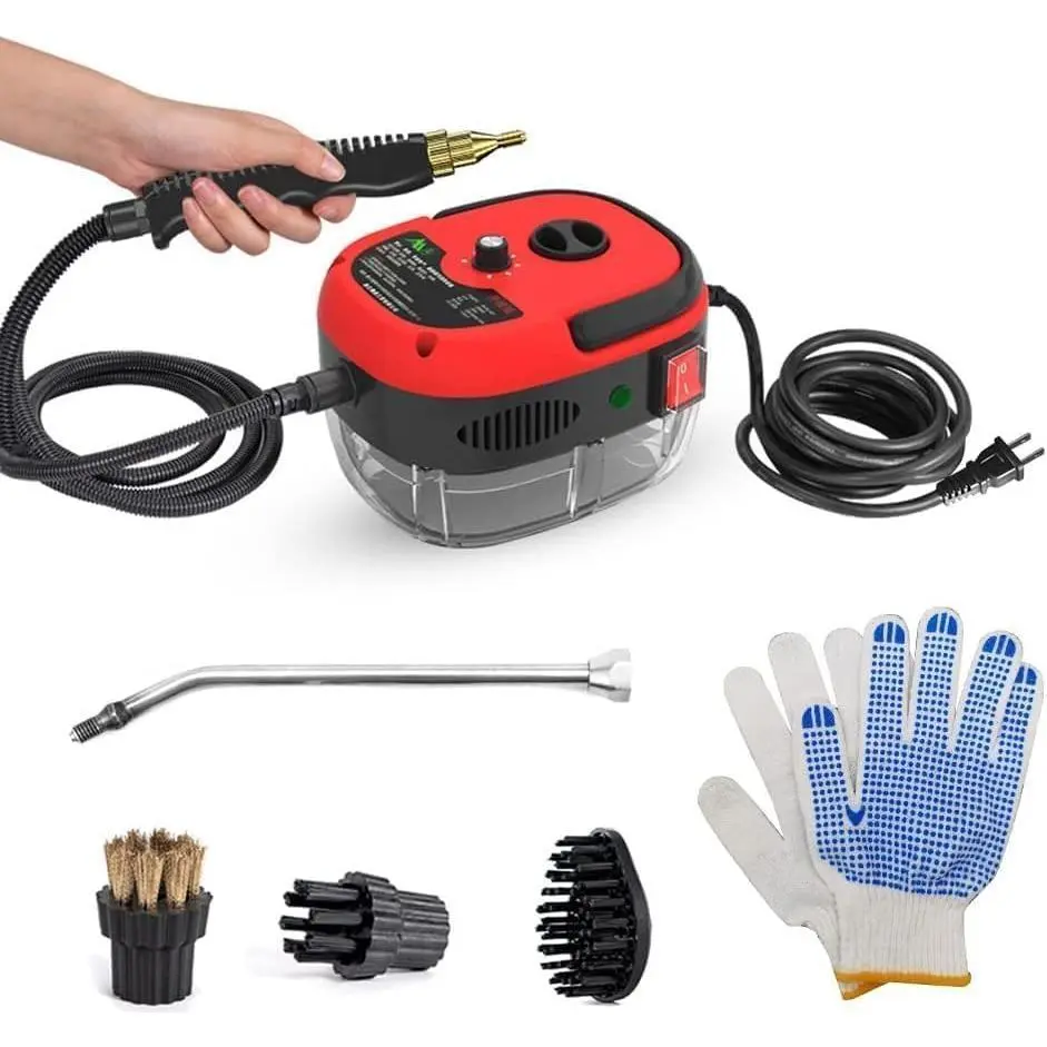 Decdeal High-Temperature Pressurized Handheld Steam Cleaner - Portable Pressure Cleaner, Steam Sanitizer with Brush Heads and Gloves for Car Floors, Kitchen Use, Multifunctional Cleaning Tool, Steam Pro Cleaner