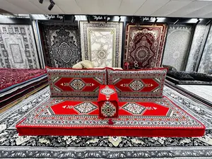 Red Luxurious Majlis – 4-Piece Traditional Arabic Floor Sofa Set for Living Room & Lounge