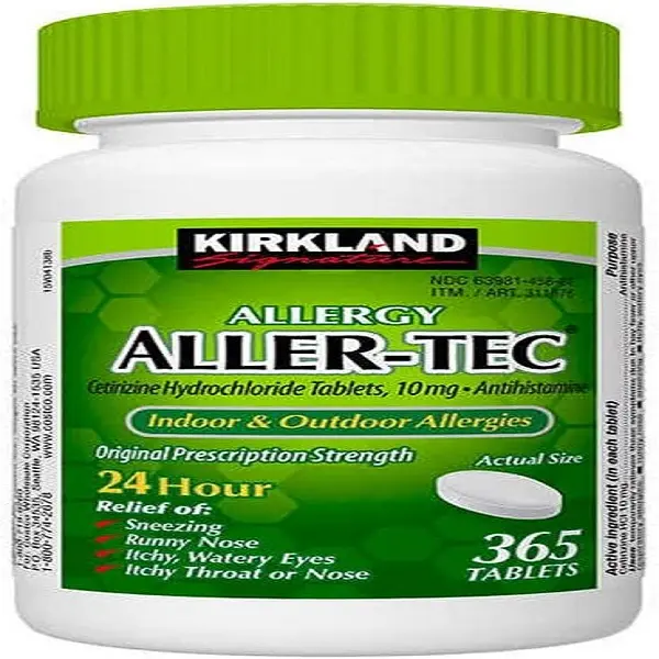 Kirkland Signature Aller-Tec Cetirizine Hydrochloride Tablets 365 Count 10 mg Strength Allergy Control Healthcare for Adults - Vitamin Supplement