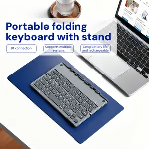 Foldable Bluetooth Keyboard with Stand, Pocket-Sized Portable Wireless Keyboard, Compatible with Windows / Android / iOS, for iPhone, iPad and Tablets