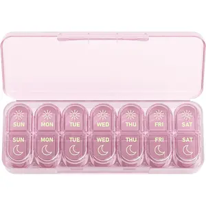 Pill Organizer, Am & Pm Pill Organizer 7 Days, Weekly Pill Case 2 Times a Day, Pill Box 7 Day, Medicine Organizer for Travel, Vitamins, Fish Oils, Supplements