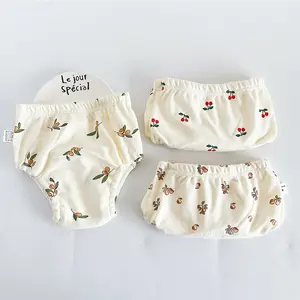 3 Pieces Baby Training Pants, 6 Layers Reusable Cloth Diapers, Washable Cotton Elastic Waist, 8-18kg Nappy, Bebe Cloth Diaper Set