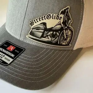 Street Glide Leather Patch Hat – Adjustable Snapback Trucker Cap, Richardson-Style 112
