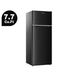 BANGSON 7.7 Cu.Ft Refrigerator with Freezer, Double Door Refrigerator, Medium Capacity for Apartment/Family, Adjustable Thermostat, Energy Efficient, Quiet Operation, LED Interior Light, Gift Idea, Christmas Gift