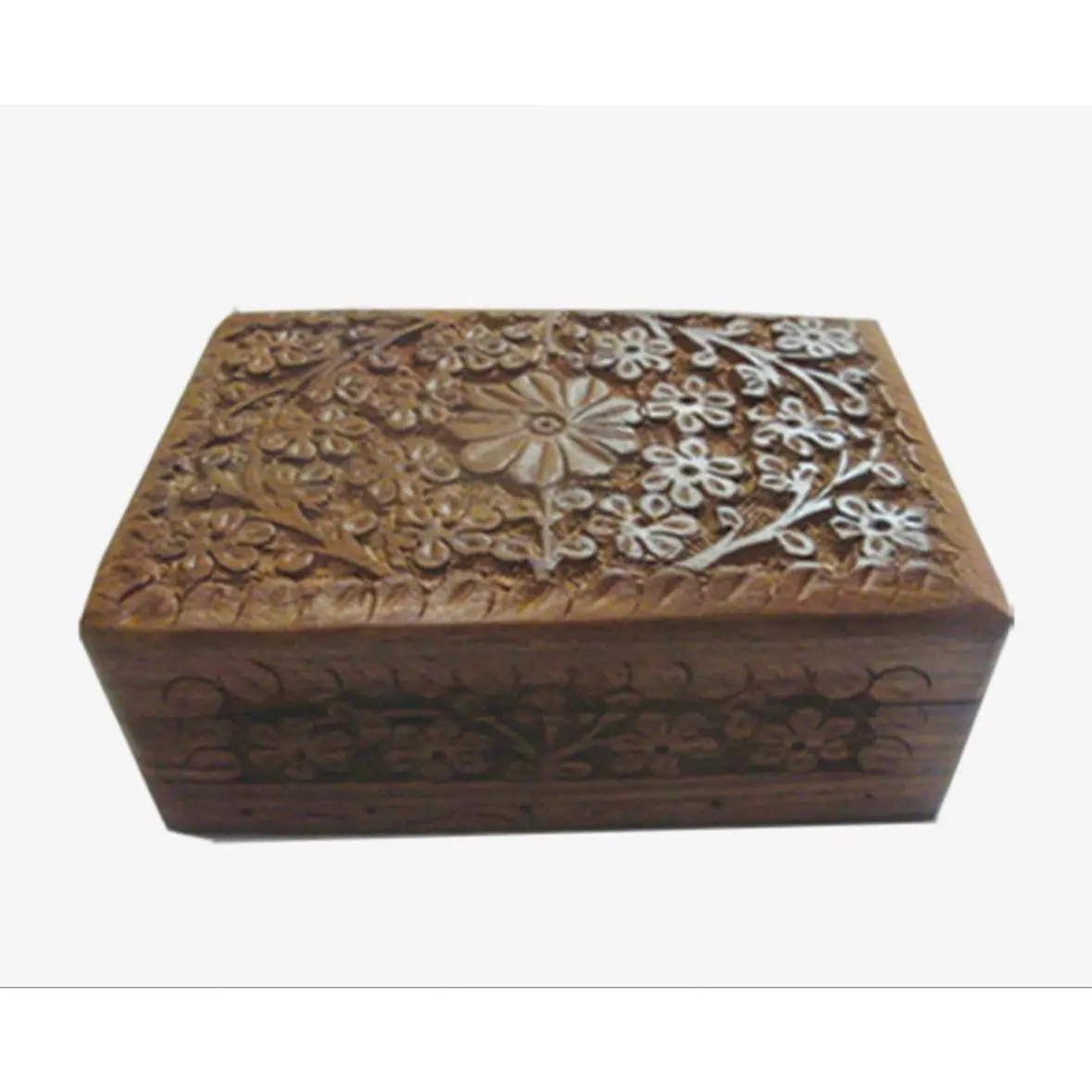 Decorative Box with Floral Carvings and Intricate Patterns for Storage and Display