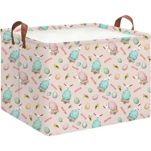 Rectangle Easter Basket with Handles, Collapsible Kids Toys Bin, Cute Baby Storage Basket, Books Box, Easter Gift Basket