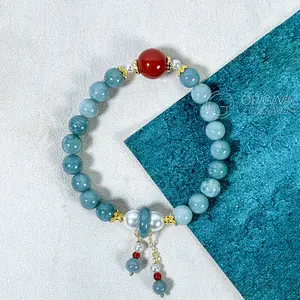 Jade Bracelet for Adults Elegant Design with Red and Pearl Accents Original Product for Adults