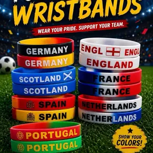 Silicone Wristband Set for European Football Soccer Fans - Football Fan Accessory - Scotland - Portugal - Spain - Germany - England - France - Netherlands - España - Francia - Inglaterra