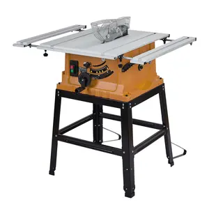 Garvee Table Saw, 10 Inch 15A Multifunctional Saw With Stand & Push Stick, 90° Cross Cut & 0-45° Bevel Cut, 5000RPM, Adjustable Blade Height for Woodworking, Orange