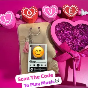 Spotify Personalized Key Chains with Heart Design and Tassel for Music Lovers Scan The Code To Play Music