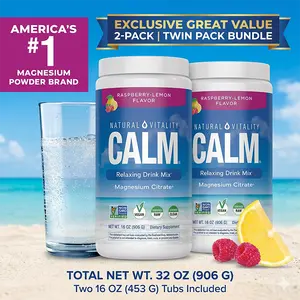 Natural Vitality Calm Magnesium 16oz Powder | Raspberry Lemon Flavored Supplement | Non-GMO, Vegan & Gluten Free Formula