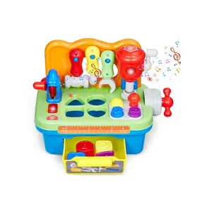 VEVOR Musical Workbench Toy, Sounds Lights, Musical Learning Workbench for Toddler Age 2 Years and Up, Baby Pretend Play Tool Set, Infant Shape Sorter Activities, Kids Pounding Game, Boys Girls