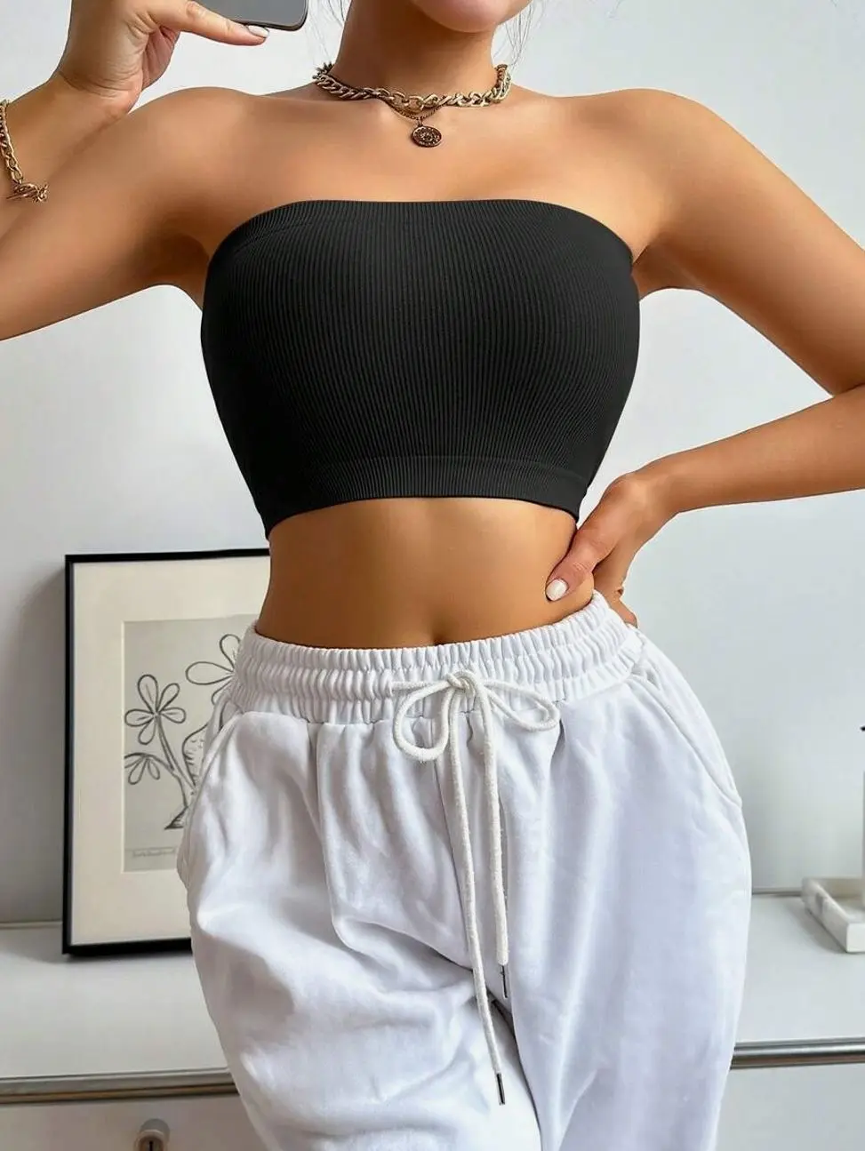 Maternity Ribbed Bandeau Bra for Mothers Comfortable Stretch Support