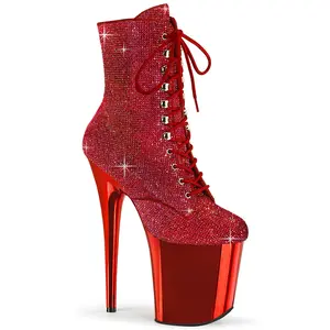 8 Inch Heel FLAMINGO-1020CHRS Red Rhinestone