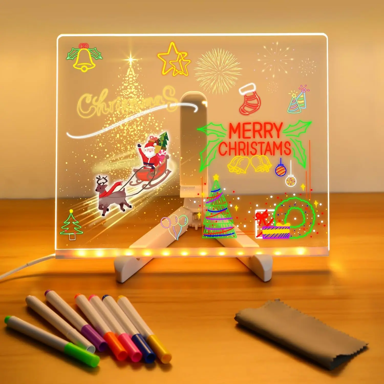 Acrylic LED Whiteboard for Home & Office – Light-Up Dry Erase Board with Stand and Neon Markers