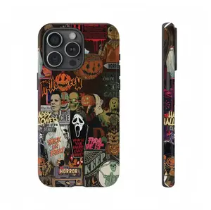 Halloween horror retro mobile phone case，Dual Layer Polycarbonate TPUProtective Glossy Finish ，for iPhone 16 15 14 13 12 11 X 8 7 Magsafe SamsungGoogle Pixel Dual Layer Polycarbonate TPUProtective Glossy Finish Shell Shockproof