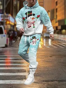 2-piece men's matching outfit set, Sweatsuit matching set, including casual crew neck long sleeve hoodie and sweatpants, suitable for winter and autumn, for sports activities, suitable for Thanksgiving, Christmas, holiday gifts