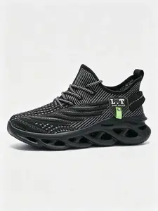 Men's Casual Shoes, Breathable Mesh Running Sneakers, Knitted Running Shoes, Comfortable Sporty Design, All-Season Footwear, Fashionable Male Athletic Shoes, Jogging Shoes, Gym Shoes