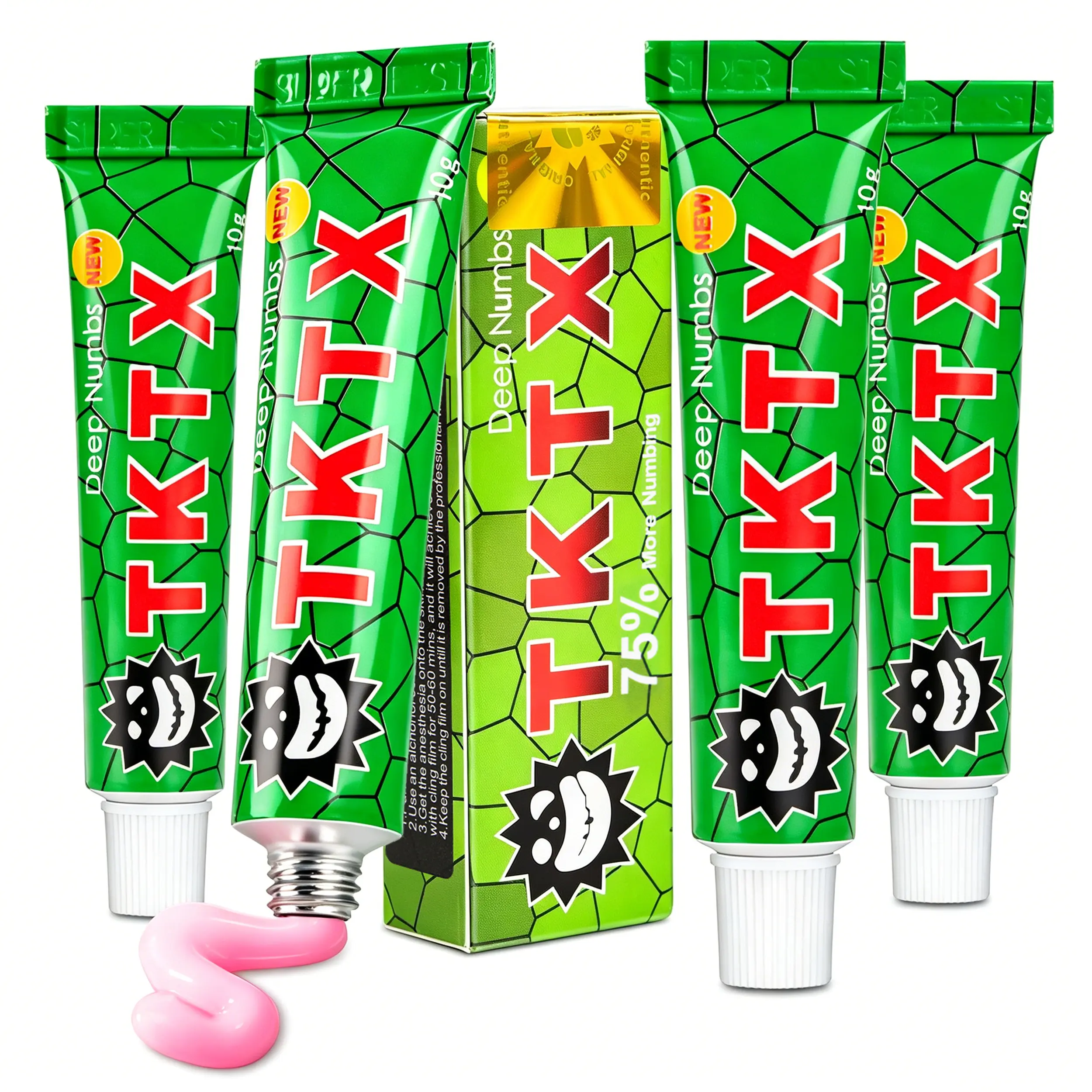 T-K-T-X Numbing Cream Buy 3 Get 1 Free - (4 Pack), Tattoos PainlessProcedure Strong - Natural Ingredients - For 6-8 HoursLimited Edition Tattoo External Cream 10g.