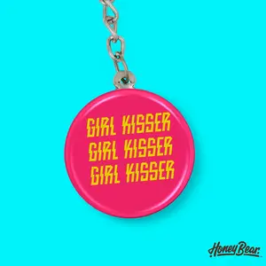 'Girl Kisser' Keychain - Bold LGBTQ+ Accessory, 1.5-Inch Design, 4-Inch Total Length