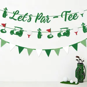 Golf Party Decorations Banner Kit, Glitter Bunting with Golf Cutouts, Triangle Flags, Golf Themed Birthday, Retirement Decor, Party Decoration Supplies