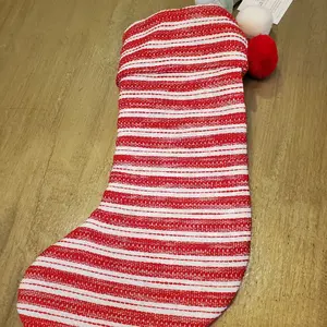 Hearth & Hand with Magnolia Christmas Stocking -Red/White Woven Stripes