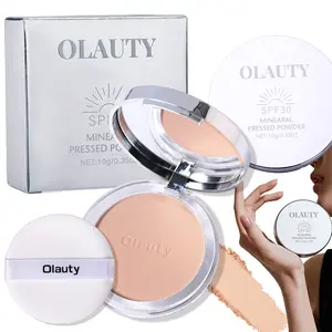 1Pcs Sunscreen Powder Compact, SPF 30 Mineral Tinted Compact, Concealer & Finishing Compact Pressed Powder for Face, Matte Weightless Pressed Foundation, Oil Control, Long-Lasting, Buildable Coverage
