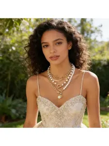 4-Piece Women's Fashion Adjustable Multi-Layer Pearl Stack Necklace Set, Charming Multi-Layer Chain Necklaces, Beach Jewelry