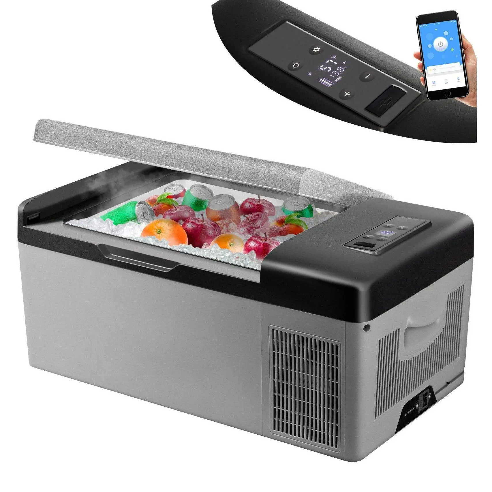 【Summerfinds】VEVOR 12 Volt Refrigerator with APP Control, Portable Mini Car Fridge w/ -4℉-68℉ Cooling Range & 12/24V DC & 110-240V AC Electric Compressor Cooler For Camping, Road Trip, Travel, Outdoor and Home Use