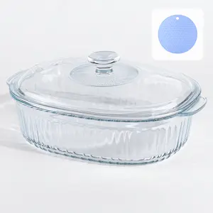 Glass Baking Dish with Lid Set & Silicone Mat, Large Capacity Casseroles with Glass Lids,  Oven & Microwave Safe, Versatile Deep Glasses Food Container for Baking, Cooking, Ideal for Desserts, Chicken, Pasta, for Holidays