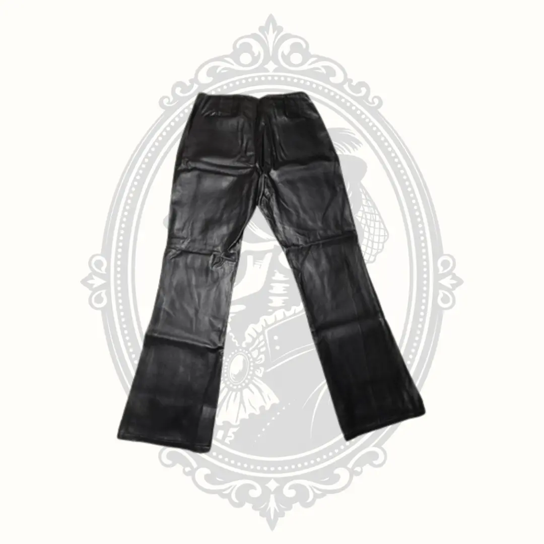 Women's Mossimo Black Polyester Soft Faux Leather Flared Bootcut Pants with Pockets - Blazer-Friendly, Size 8
