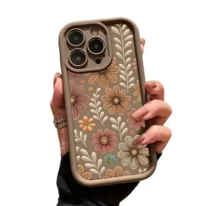Shockproof Flower Case Classic Floral Design for iPhone 16 15 14 Pro Max 13 12 11 XR XS Plus with Sturdy Silicone Cover & Drop Protection 9Tyk250614H28