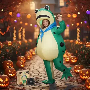 Hot Frog Polyester Inflatable Costume, No Battery, Youth Adult Size, Fits 155-190cm, with Fan & Box, Halloween Cosplay Party Use, Dress Costume
