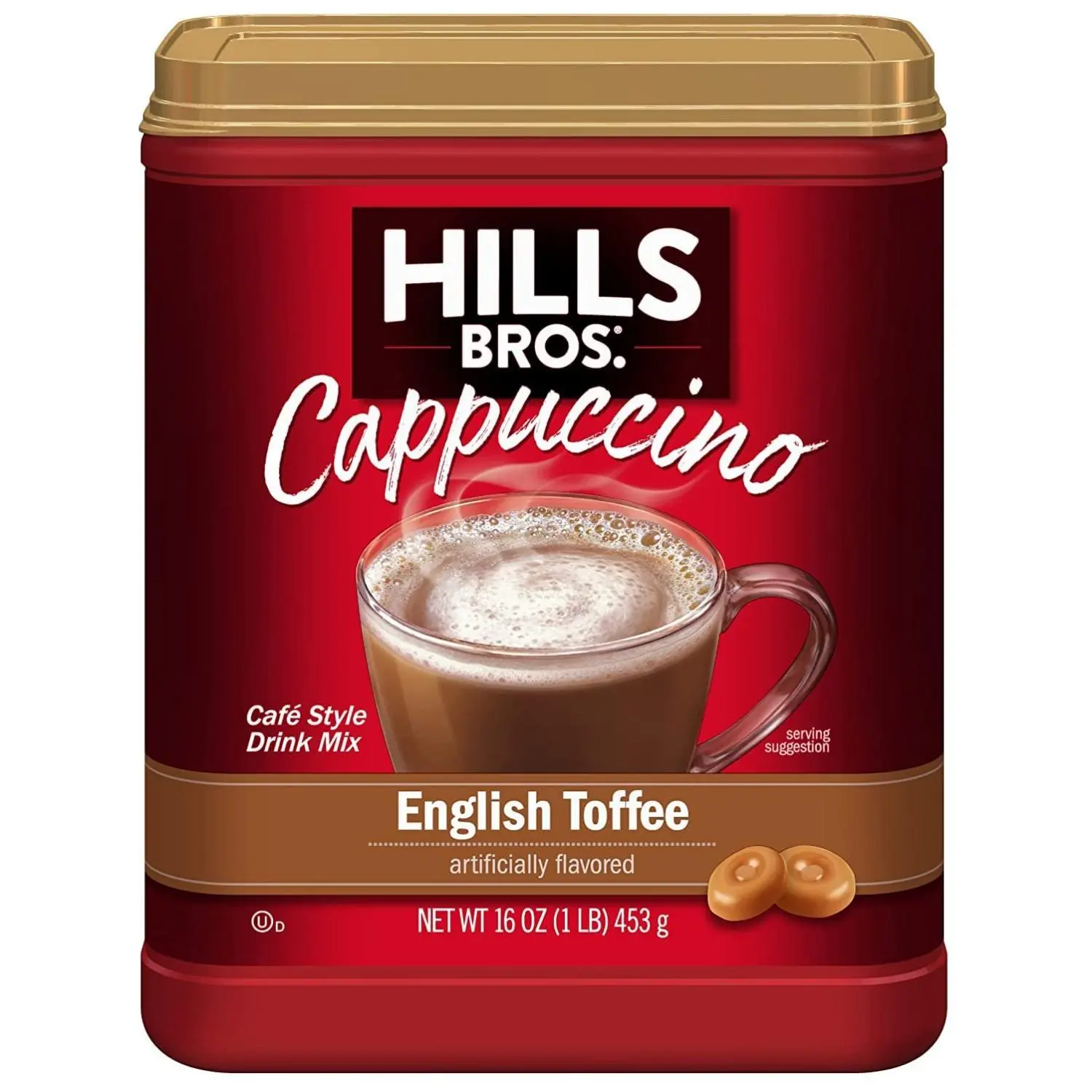 Hills Bros Instant Cappuccino Mix English Toffee (16 oz) Hot Iced Coffee