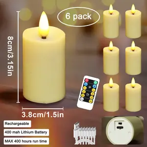 Max 400hours Rechargeable Tea Candles Votive Candle Light With Remote Control Flameless Candles For Indoor Christmas Holiday Dia 1.5" H3.1"