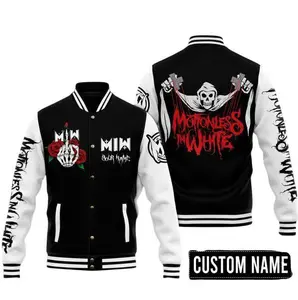 Motionless In White Inspired Varsity Jacket, Band Fan Style Baseball Coat, Music Streetwear Fashion, Trendy Unisex Casual Outfit Gift