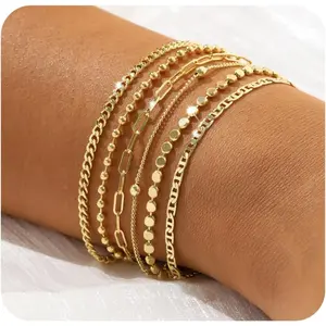 14K Gold Bracelets for Women - Waterproof Stackable Gold Bracelet Set - Perfect for Stylish Women
