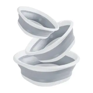 3Pcs Collapsible Tub Wash Basin Laundry Tub Grey Collapsible Laundry Baskets Foldable Dish Tub Plastic Washtub Space Saving Storage Container for Dishing, Fruit, Camping, Laundry, Hiking & Home (15 /12.6 / 10inch) - Home Improvement.