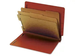 Pendaflex  23865GW Colored Pressboard End Tab Classification Folders - 3.5" Expansion - 3 Dividers - 8 Fasteners - Letter Size - Red - 50/Box