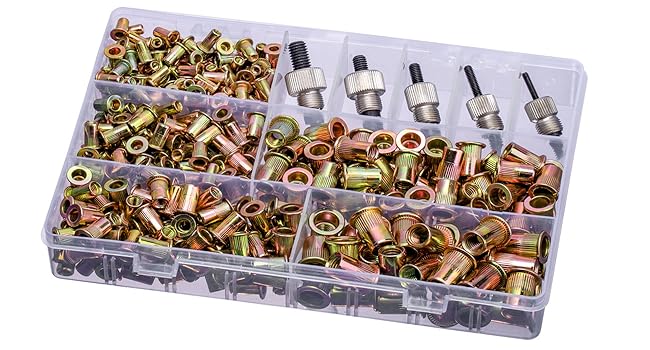 Pressure Rivet Nut Tool Kit, 430Pcs Metric Rivet Nut Combination (M8/M6/M5/M4/M3), Suitable for Furniture, Decoration, Automotive, Marine and Industrial Applications