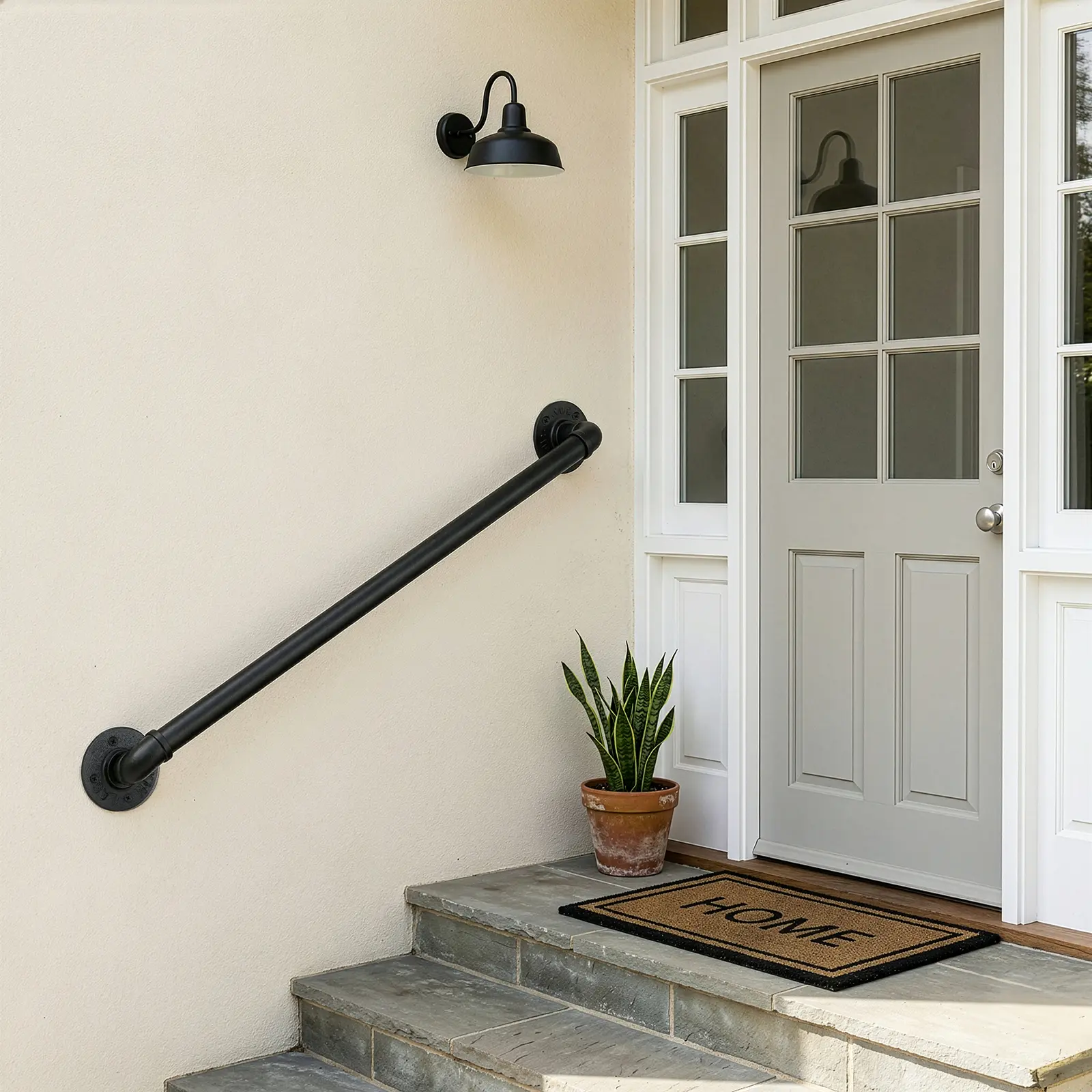 3FT Black Iron Patio Stair Railing