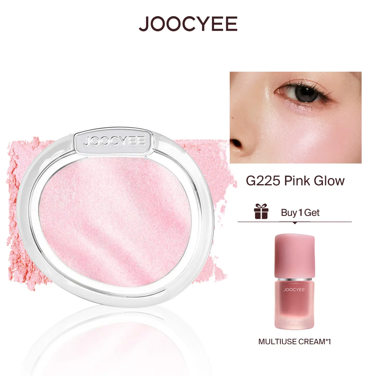 JOOCYEE Aura Glazed Blush, Aura Shimmer Blush Powder, Long-Lasting, Sparkle, Fine Glitter, Multi-Use Blush Highlighter Eyeshadow, Beginner Friendly, Party, Summervibes, Summerwins