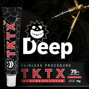 Deep Numbs 75% TKTX-Black Tattoo Cream Maximum Strength | 10g Per Tube Professional Painless Soothing Cream, 6-8 Hours Local Relief for Tattoo Artists & Enthusiasts