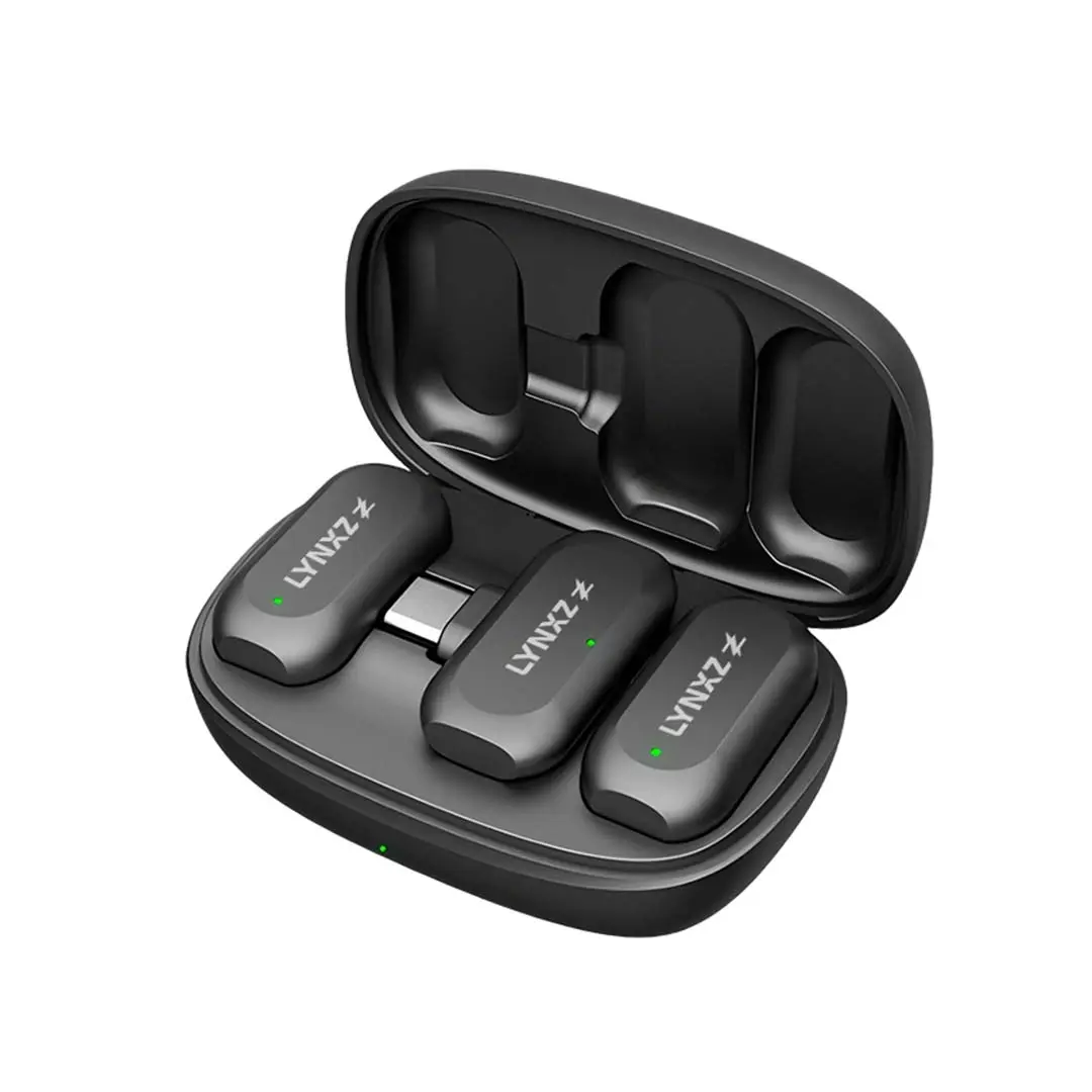 LYNXZ A8 Wireless Mini Mic | 2TX+USB-C | Magnetic | 48kHz/24bit | For iPhone 17/16/15 & Android | Vlog Podcast Streaming