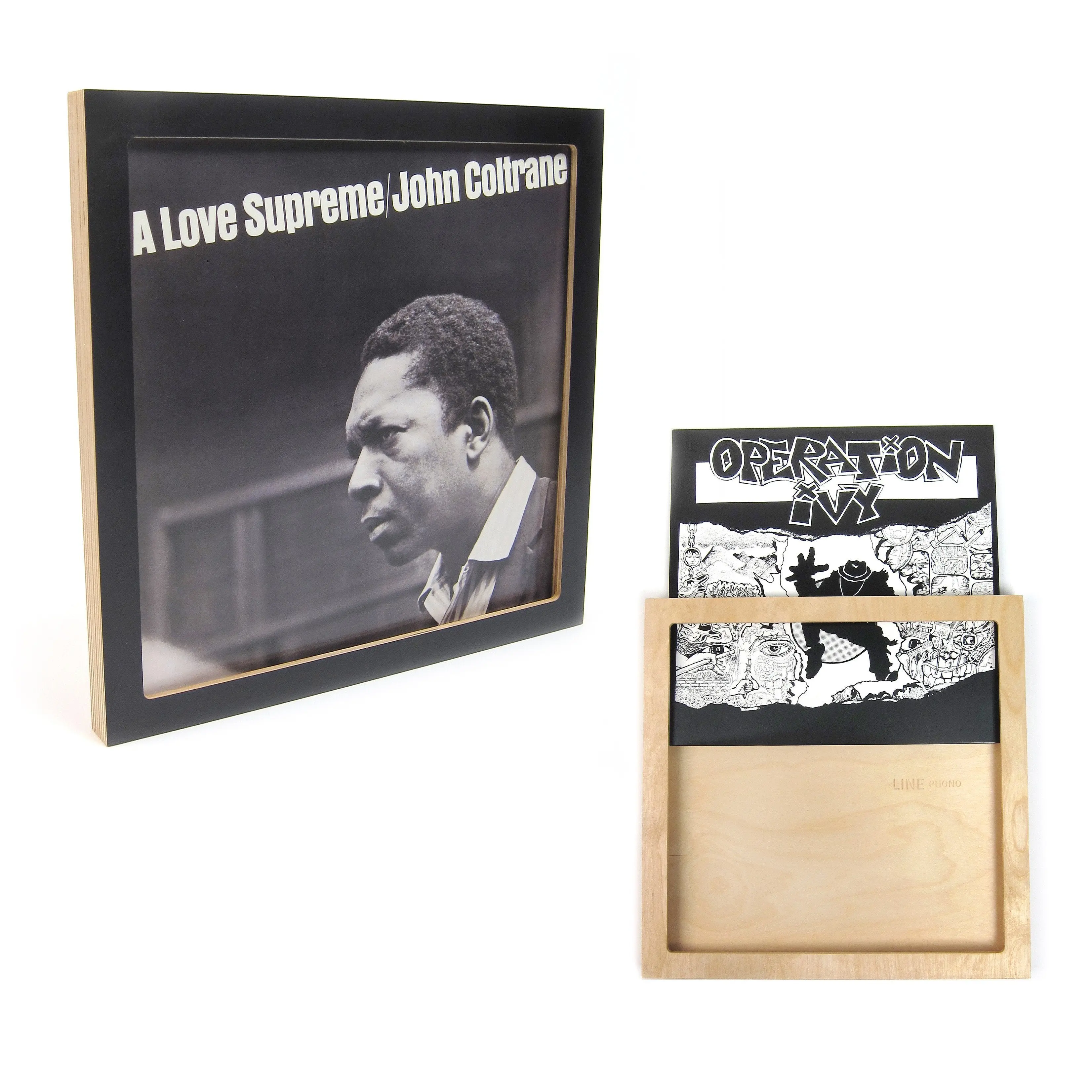 Line Phono Premium Vinyl Record Frame - Baltic Birch Wooden Wall Hanging Decor, Made In The USA