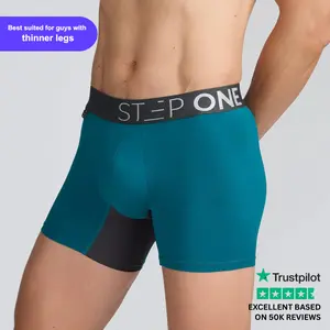 Step One Men's Trunk - Smashed Avo, Anti-Chafe, Breathable Bamboo Fabric, UltraGlyde Panels, Hidden Elastic Pouch, Premium Underwear, Athletic Daily wear