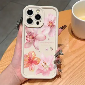 Lily Print Tpu Anti-Drop Case for iPhone 7/8/x/XS/XR/XS Max/11/12/13/14/15/16/17 Pro Max, Perfect Gift for Couples, Girls, Boyfriends