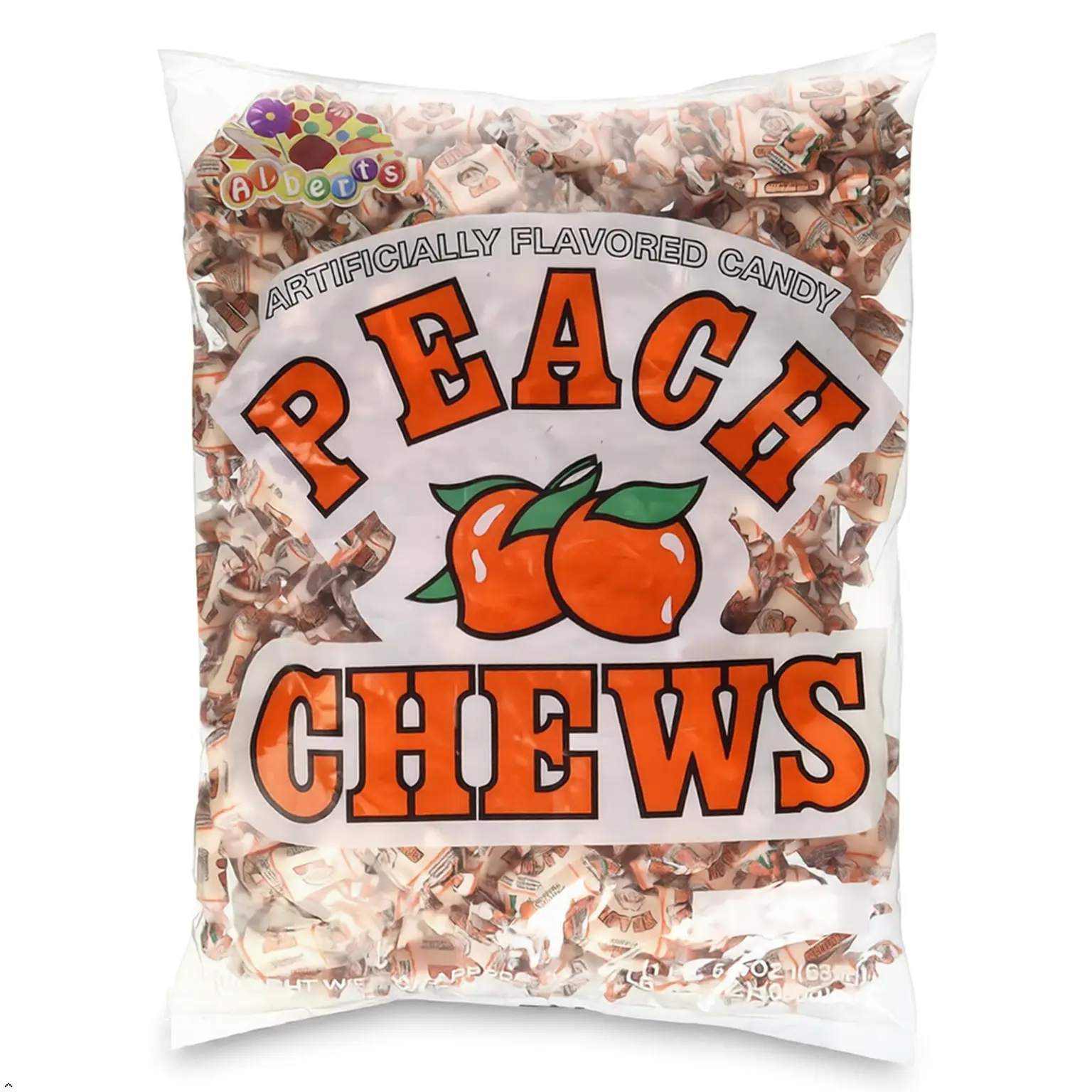 Albert’s Soft Chewy Sweet Peach Candies, 240-Count Snack Bag