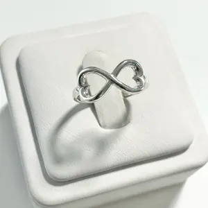 Sterling Silver 925 Infinity Heart Plain Ring Love Jewelry
